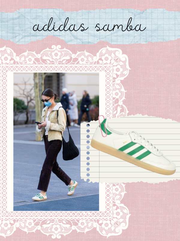 Olivia Rodrigo Tênis adidas Samba OG Off White Green Gold